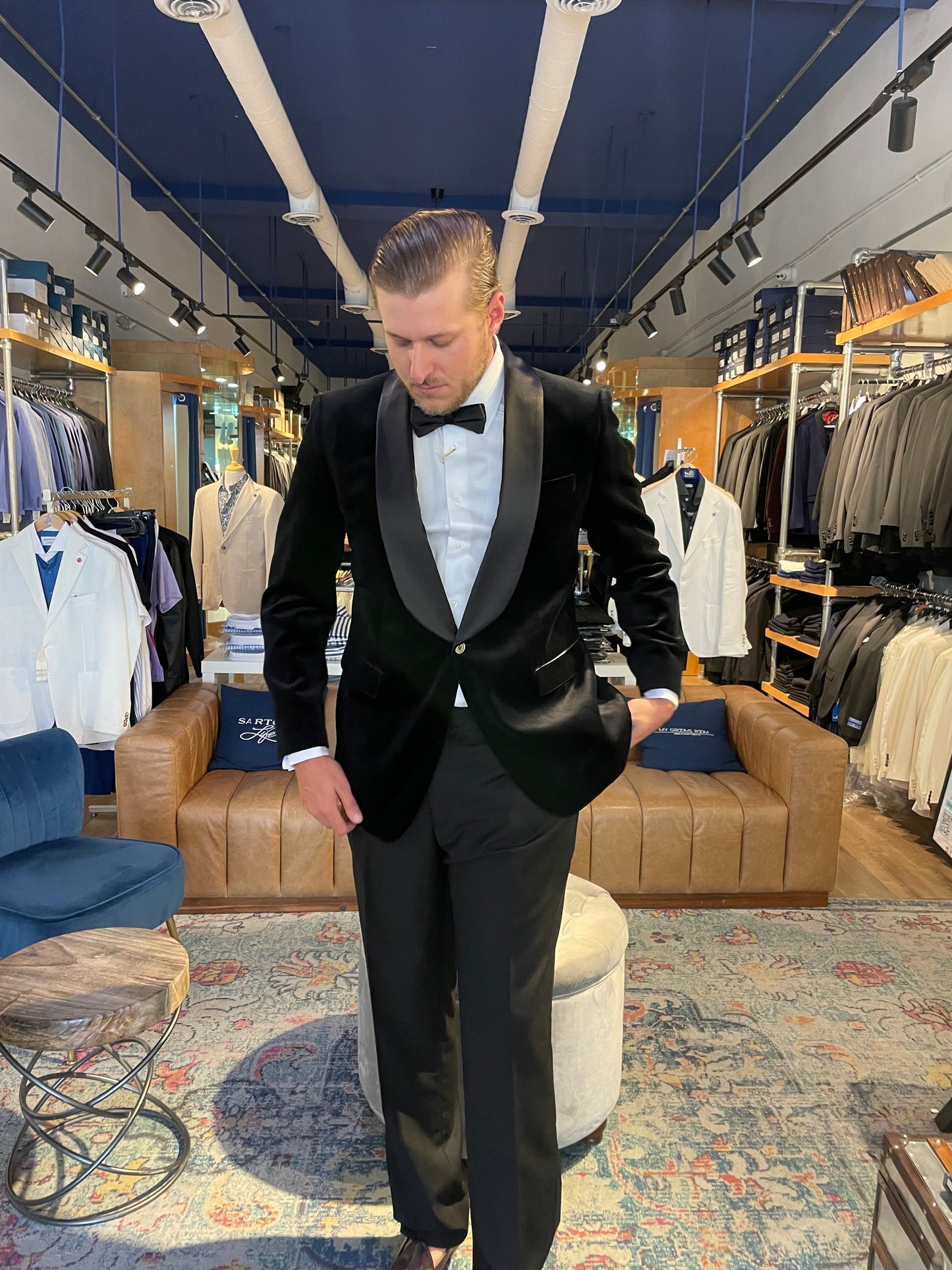 BLACK VELVET SHAWL TUXEDO JACKET