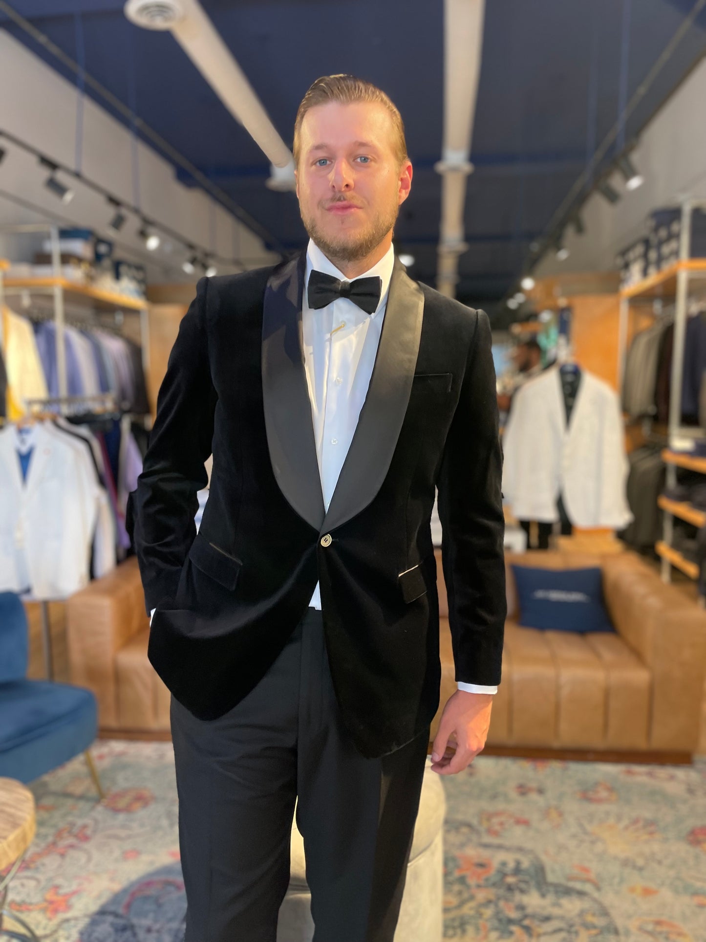 BLACK VELVET SHAWL TUXEDO JACKET