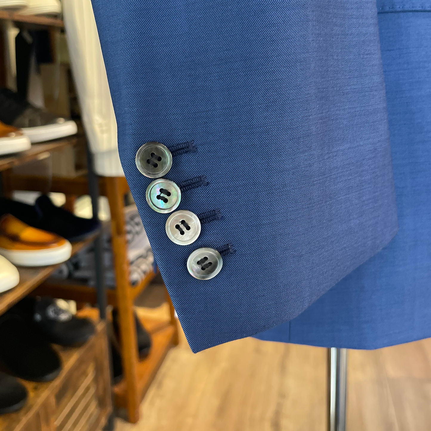 Luxurious Blue Tuxedo Jacket with Velvet Peak Lapel