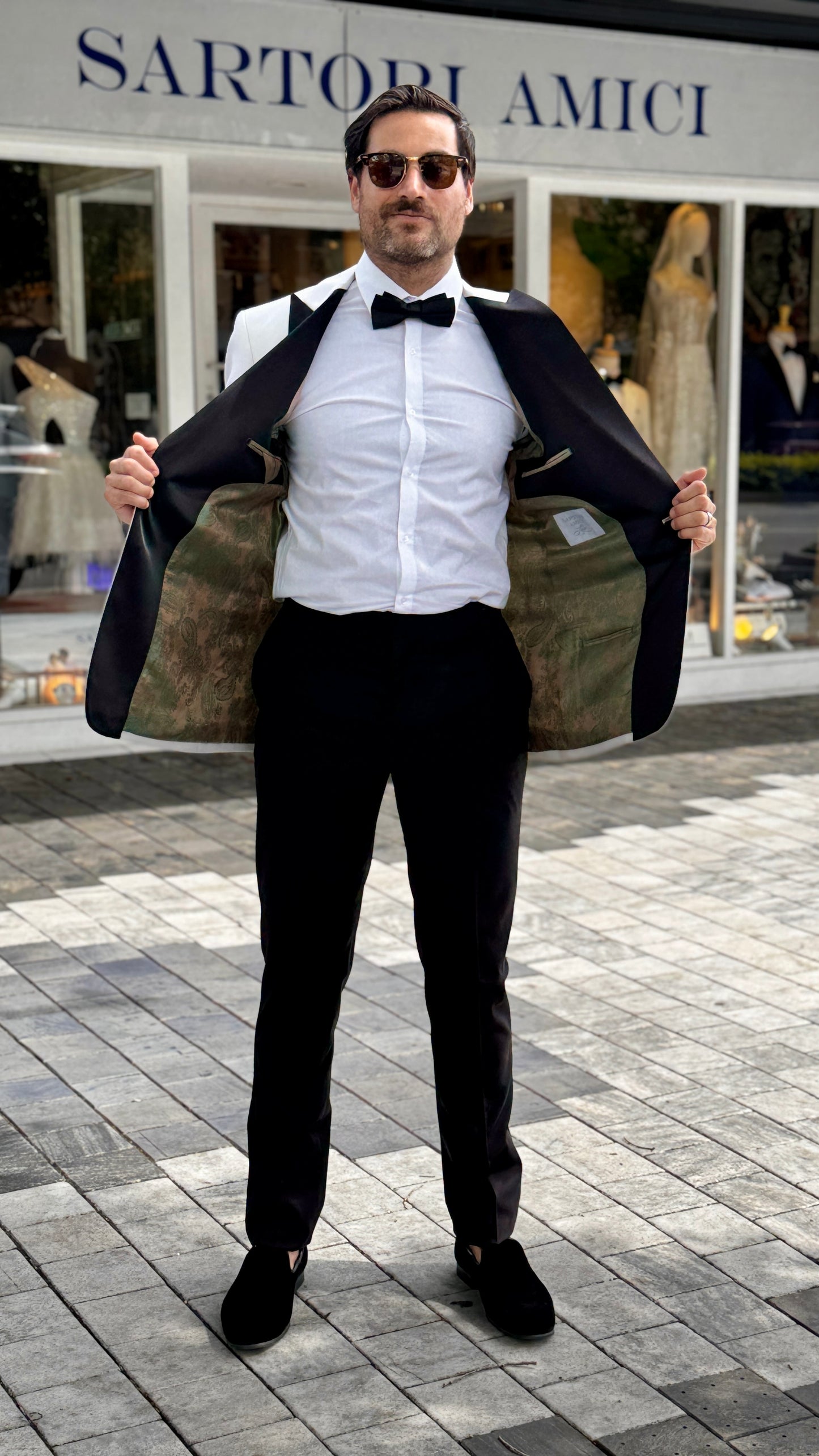 Custom-Made Off-White Dinner Jacket with Black Lapel