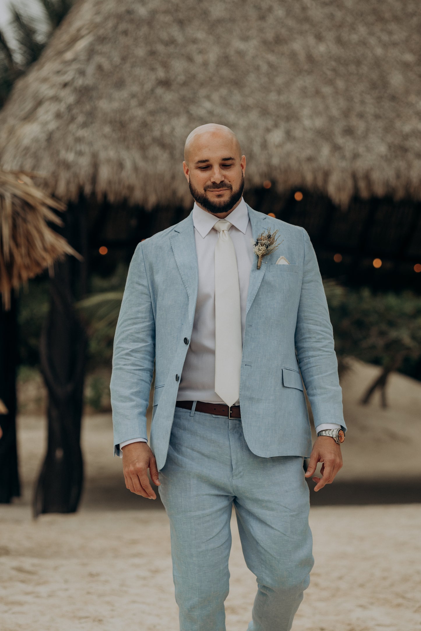 Sky Blue Linen Suit