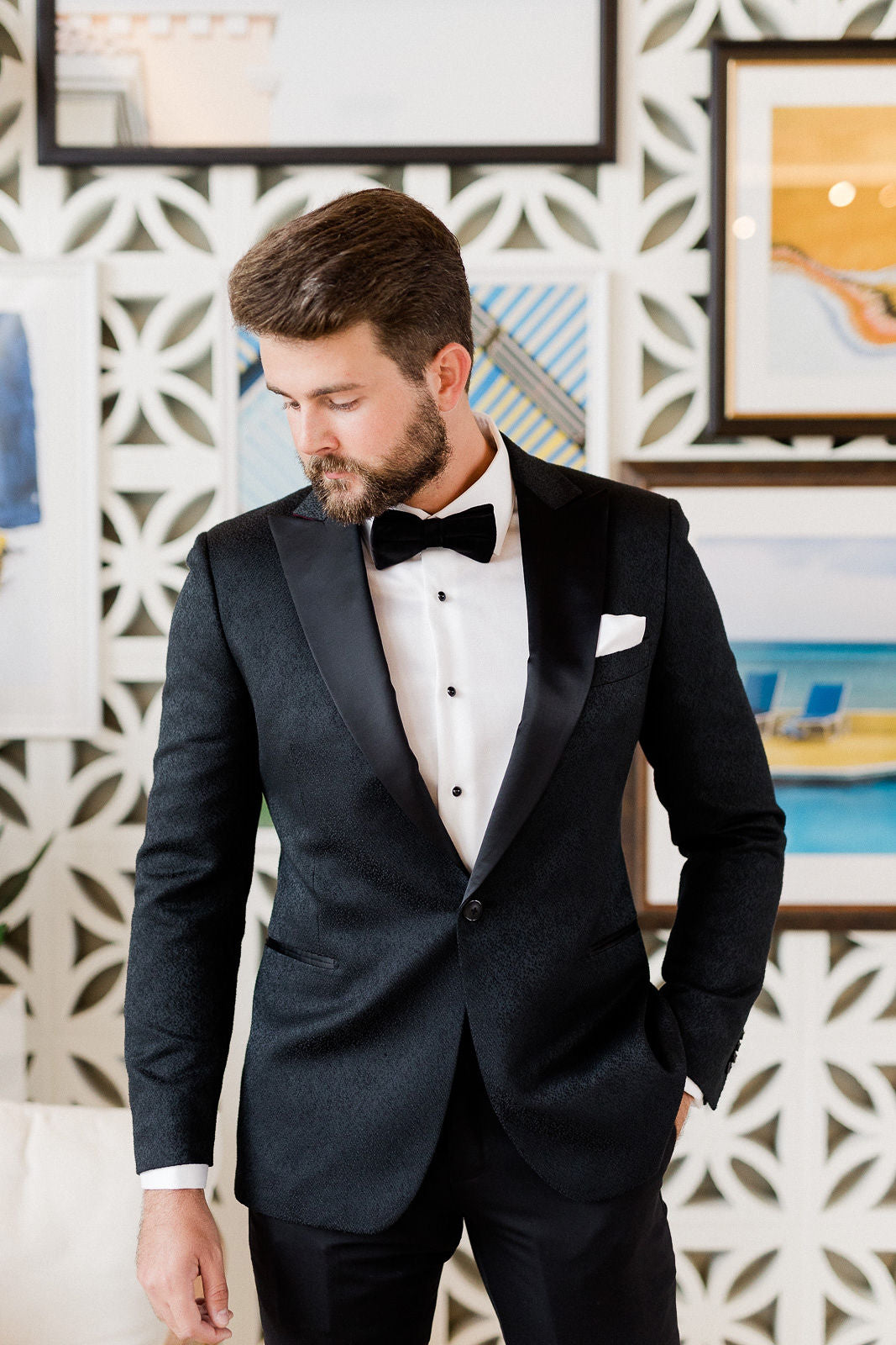 Textured Black Peak Tuxedo Jacket – My Grooms Room
